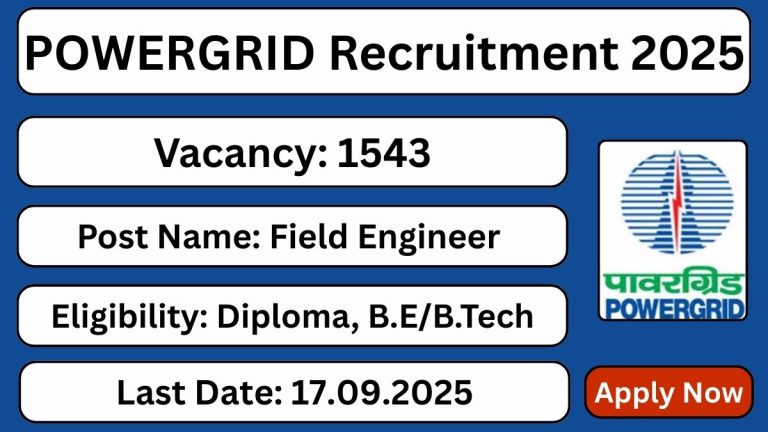 POWERGRID Recruitment 2025 – Vacancies1543 | Govt Jobs