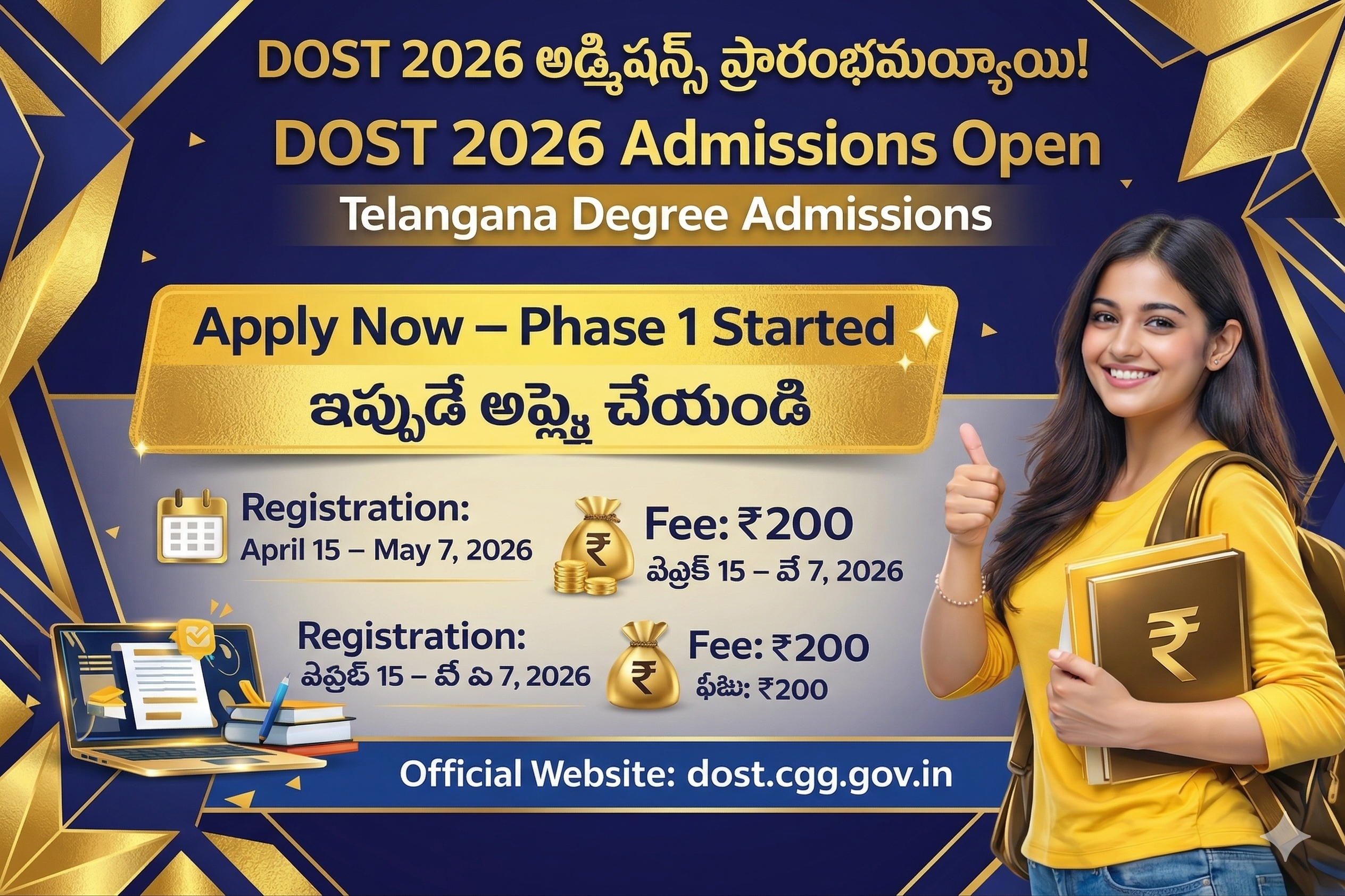 #DOST2026 #Telangana #DegreeAdmissions #TSDOST #Education #Trending #AdmissionsOpen #Viral
