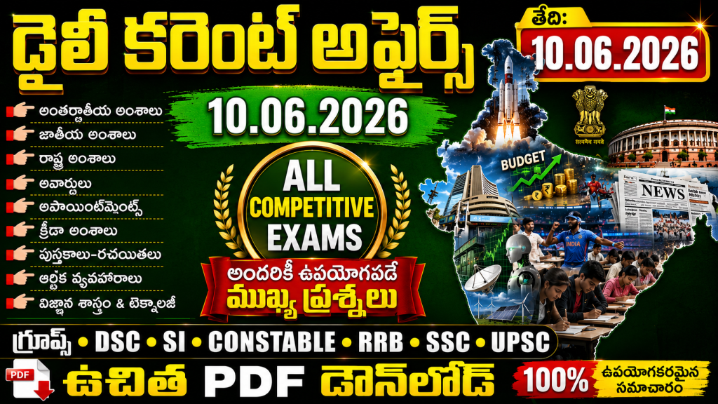 Daily Current Affairs In Telugu