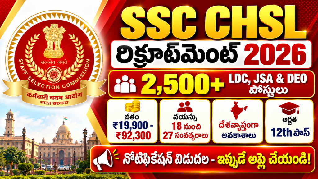 SSC CHSL 2026 Recruitment Notification for 2,536 Posts